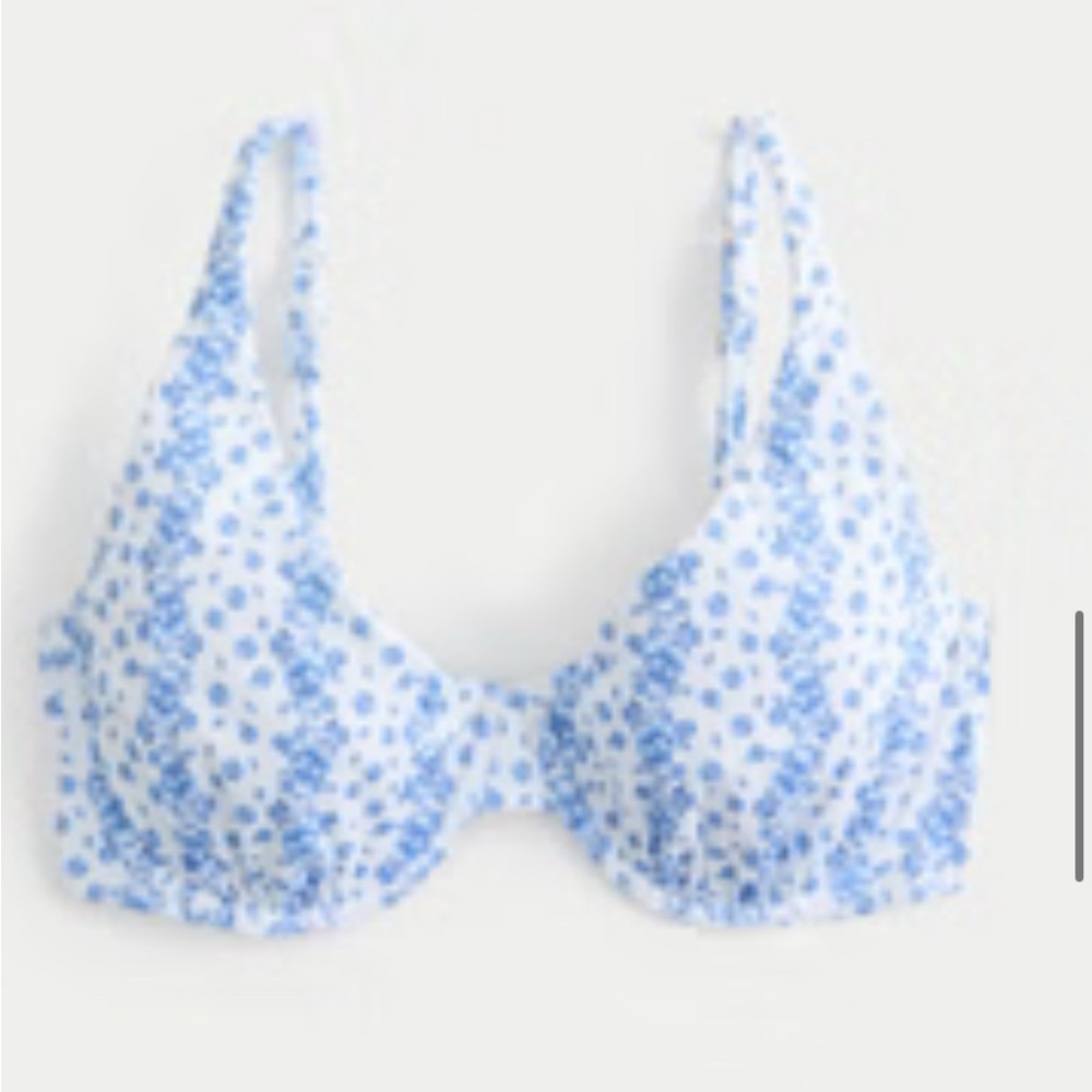 Hollister Blue and White Floral Bikini Top